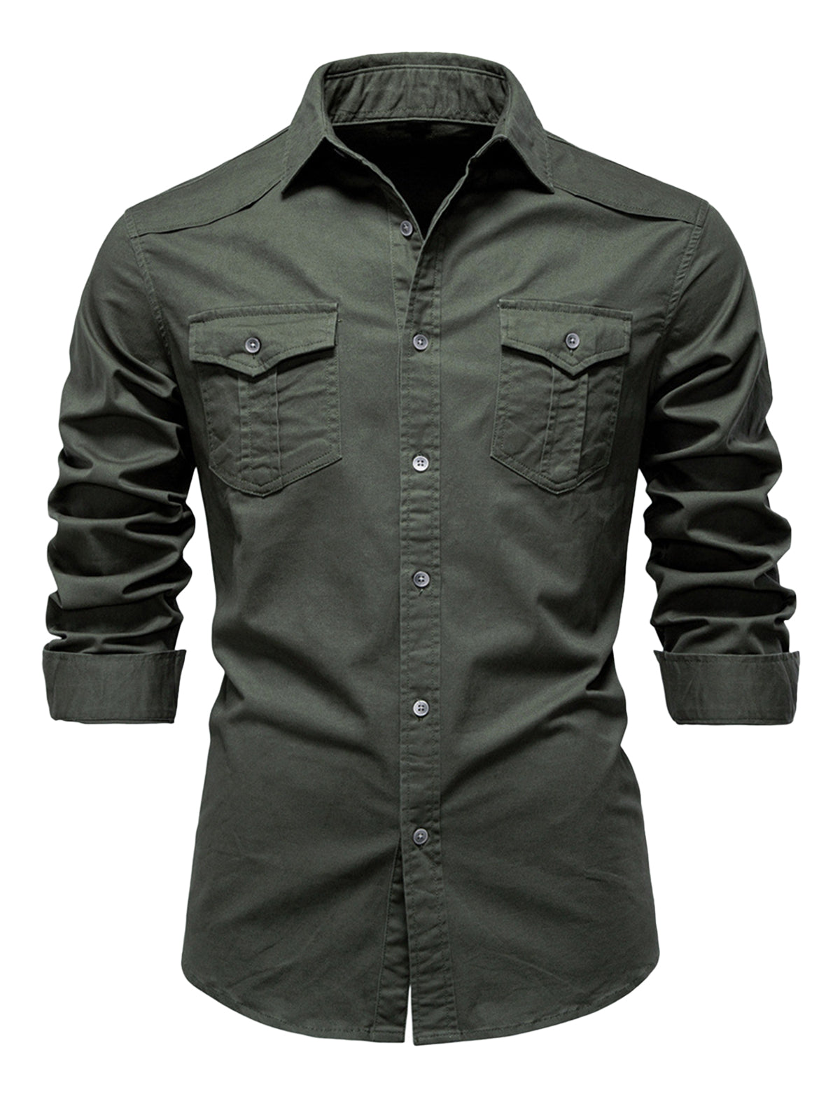Chemise Cargo Coton Vert Homme