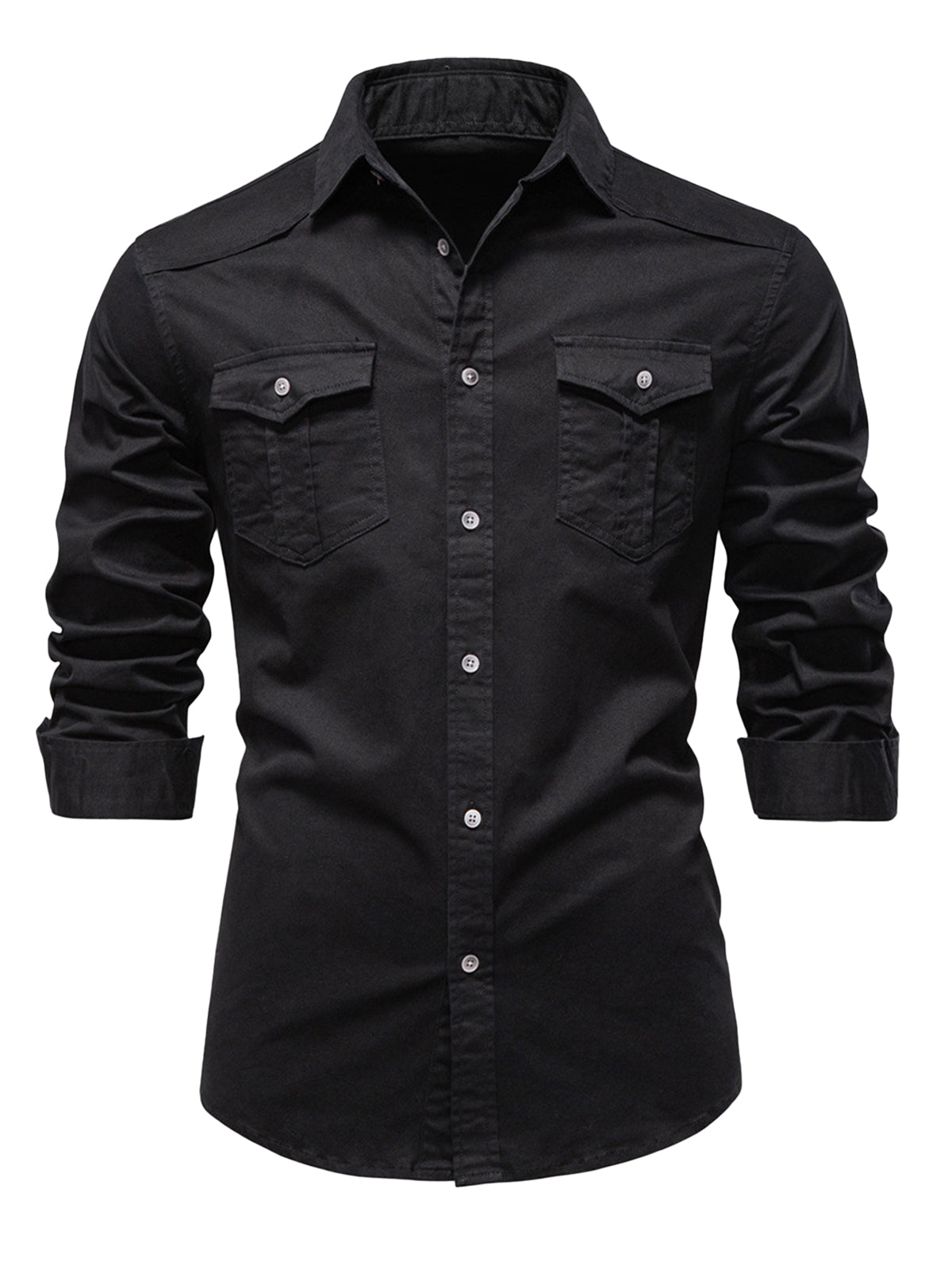 Chemise Cargo Coton Noir Homme