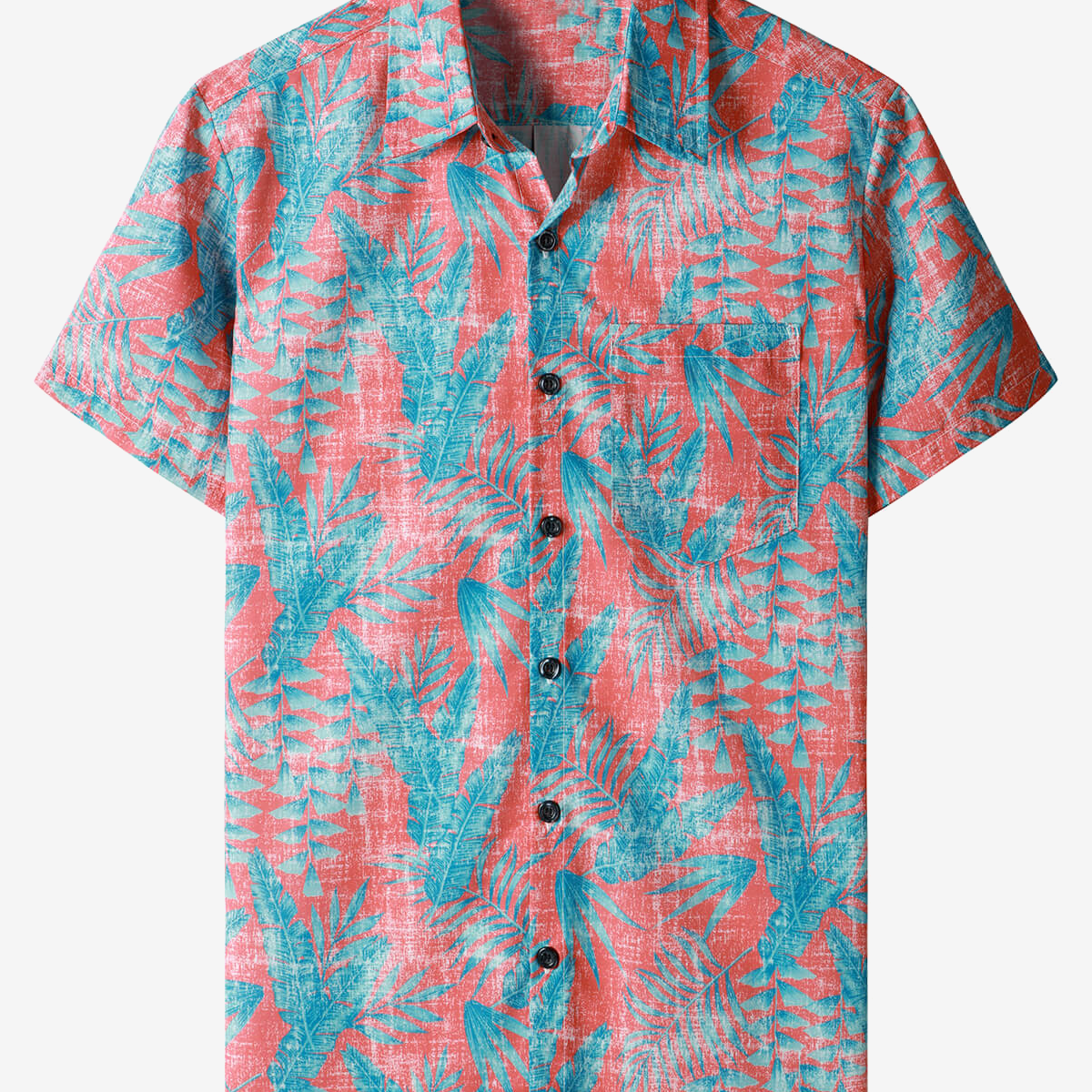 Chemise à manches courtes hawaïenne d'été à imprimé tropical rouge pour hommes
