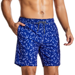 Short de plage à séchage rapide bleu imprimé ancre pour homme