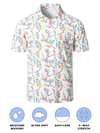 Polo de sport à manches courtes en coton blanc à imprimé floral pour hommes