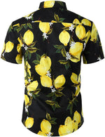 Chemise hawaïenne à manches courtes en coton imprimé citron jaune pour homme