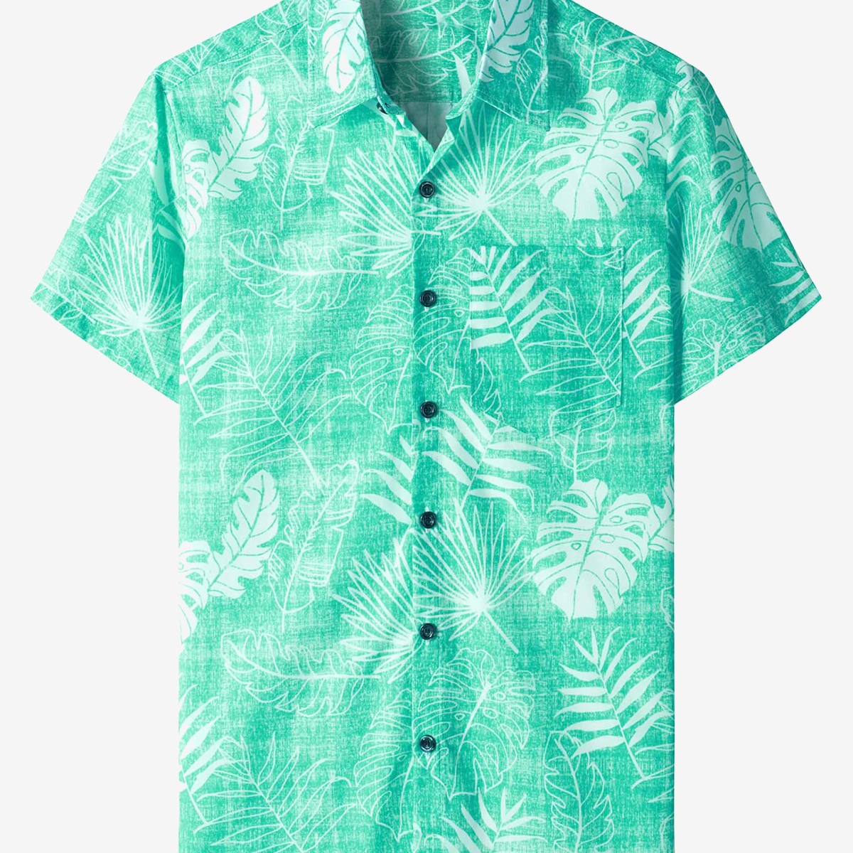 Chemise à manches courtes hawaïenne verte pour homme