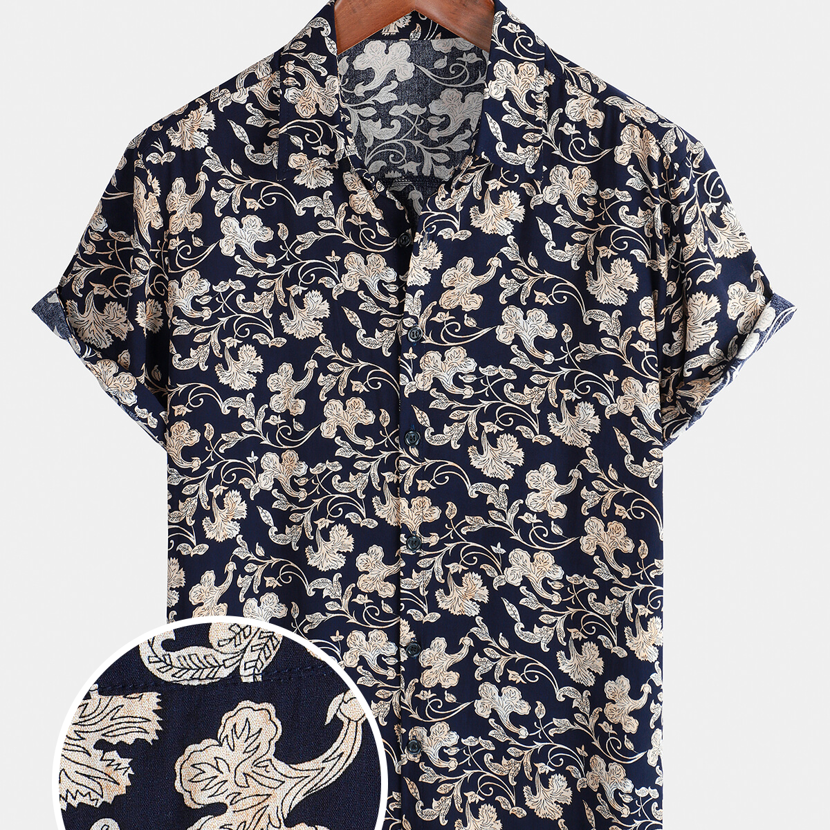 Chemise boutonnée à manches courtes pour hommes, vacances décontractée, été, Floral, Vintage, plage
