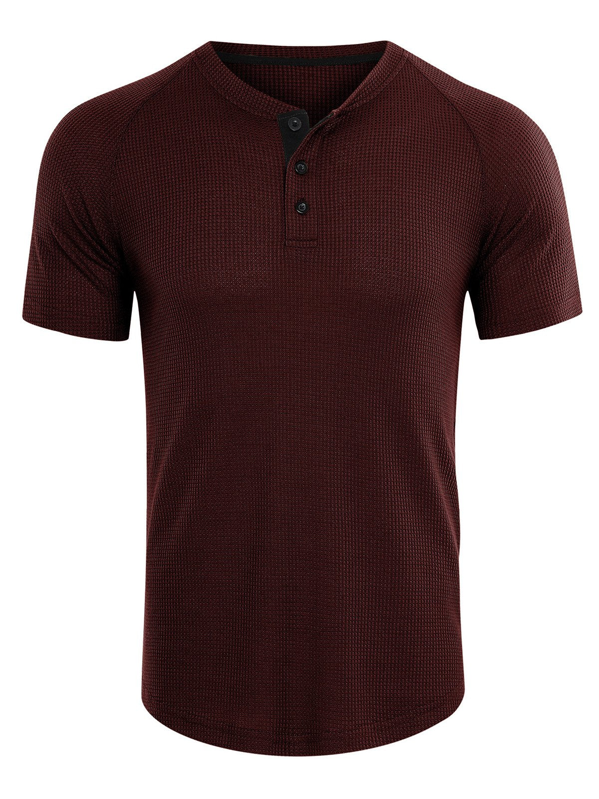 T-shirt Henley décontracté à manches courtes de couleur unie pour hommes
