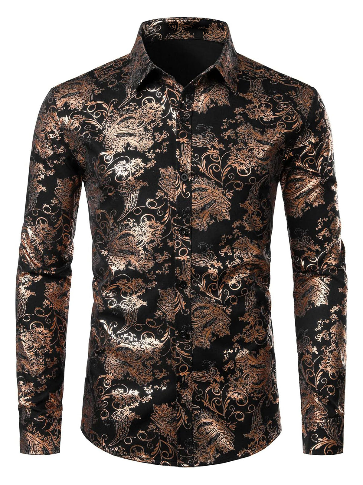 Chemise homme de luxe à motifs cachemire et fleurs brillants