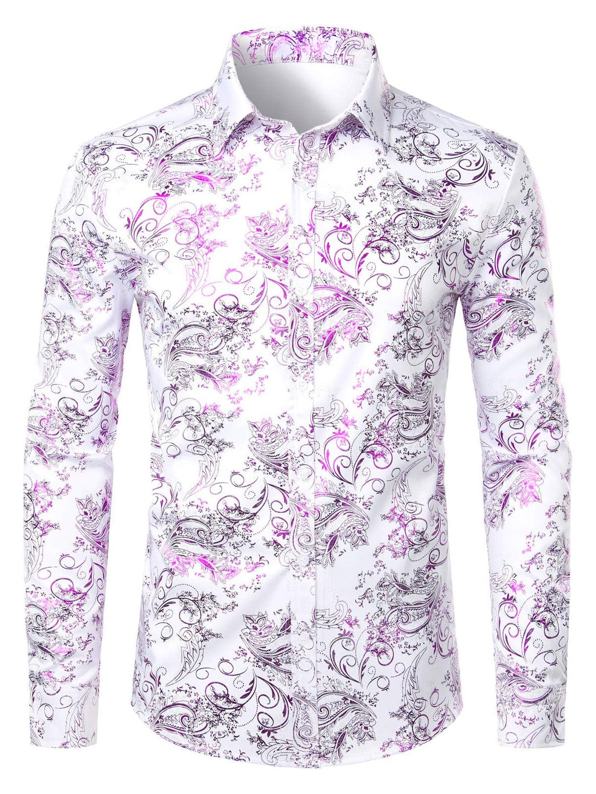 Chemise habillée homme de luxe à motifs cachemire et fleurs brillants
