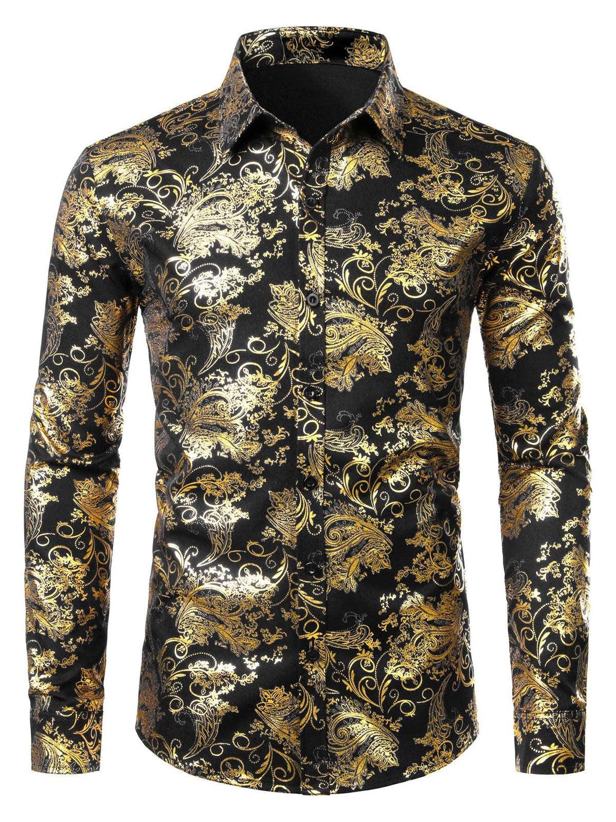 Chemise habillée homme de luxe à motifs cachemire et fleurs brillants