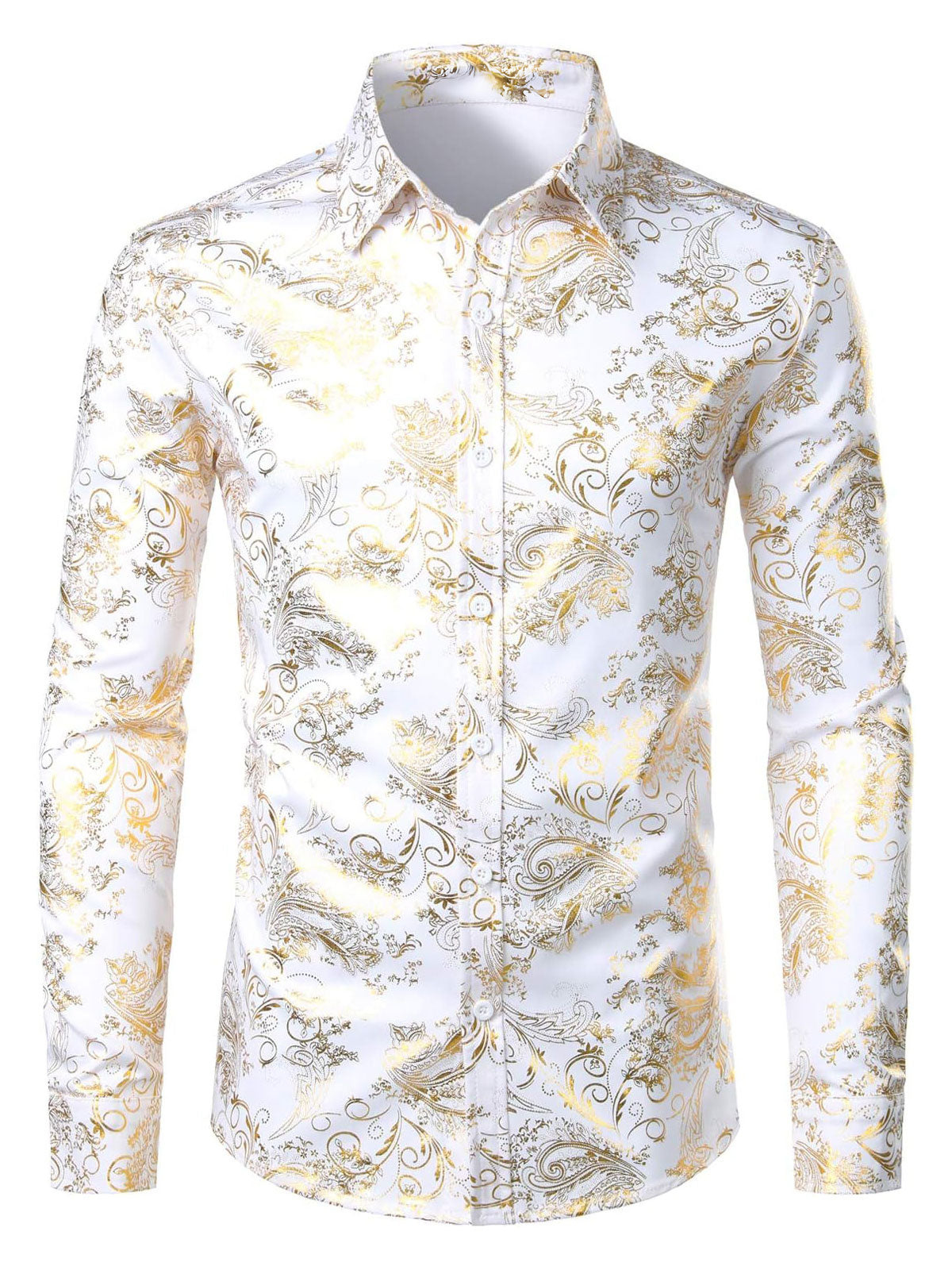 Chemise homme de luxe à motifs cachemire et fleurs brillants