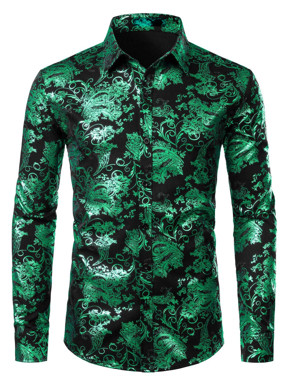 Chemise homme de luxe à motifs cachemire et fleurs brillants