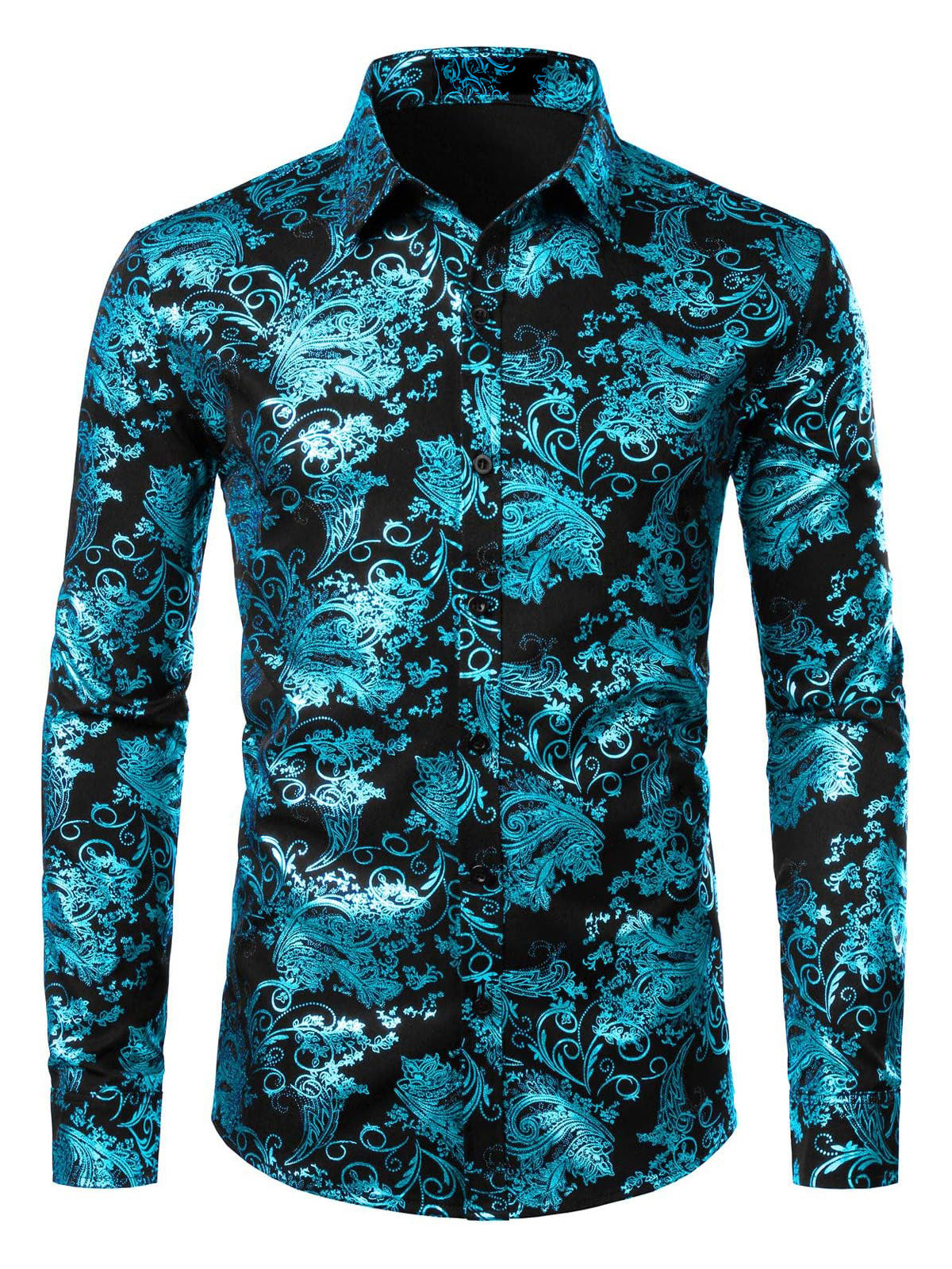 Chemise homme de luxe à motifs cachemire et fleurs brillants