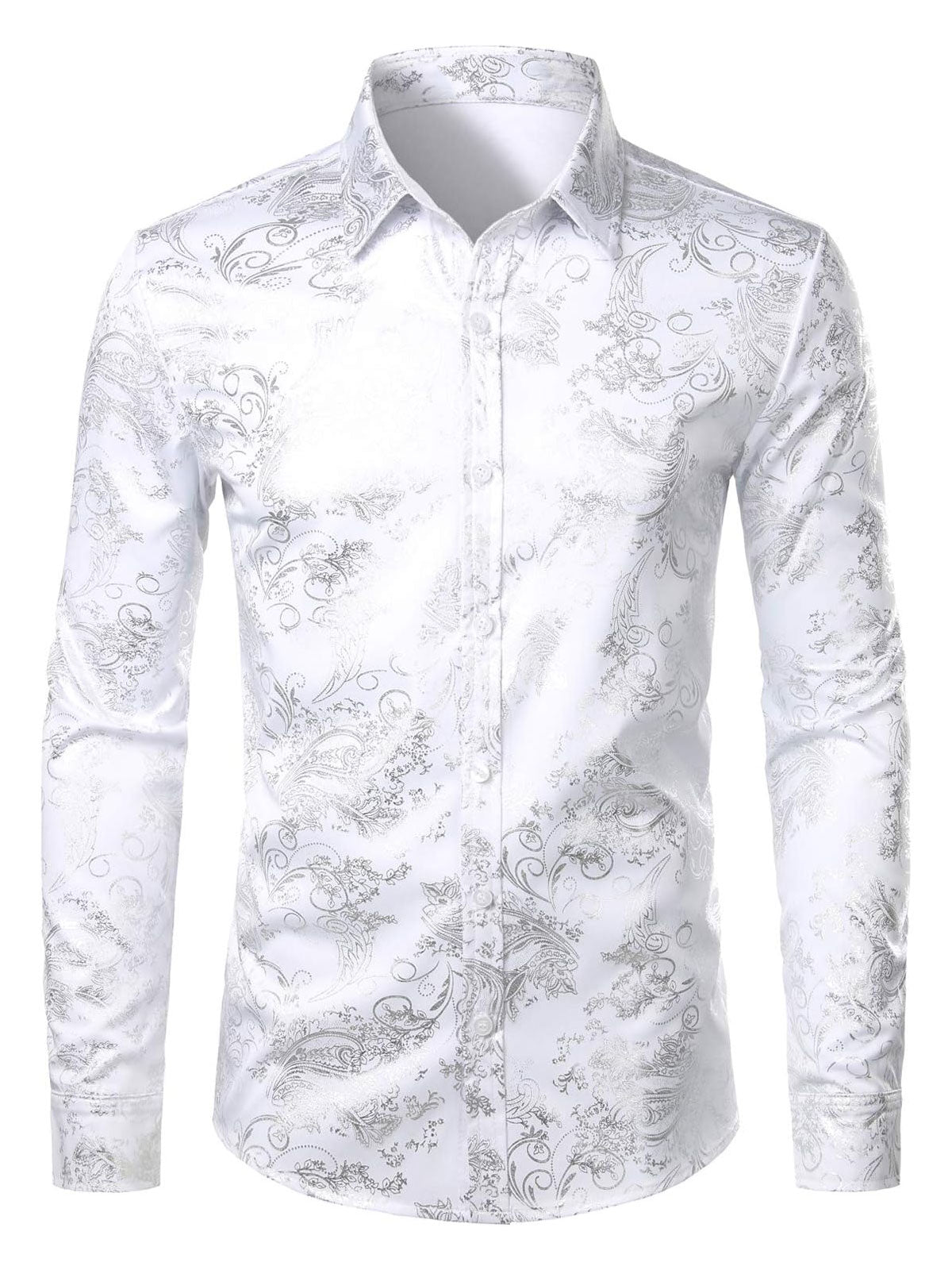 Chemise habillée homme de luxe à motifs cachemire et fleurs brillants