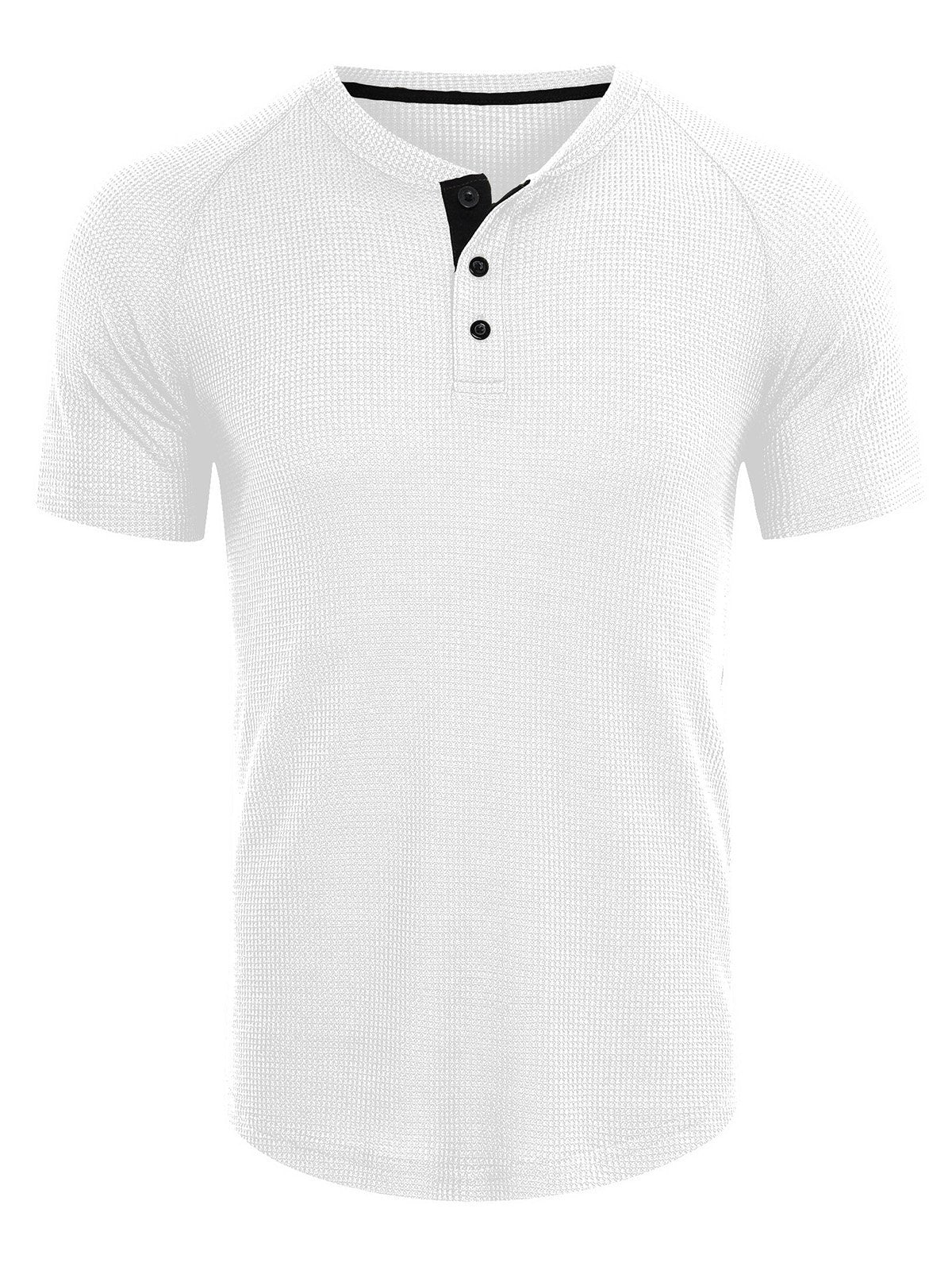 T-shirt Henley décontracté à manches courtes de couleur unie pour hommes