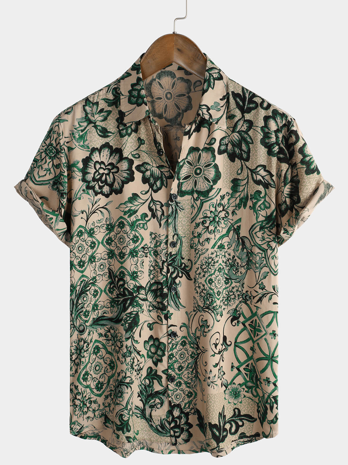 Chemise hawaïenne à manches courtes et à imprimé floral pour homme style vintage respirante style vacances
