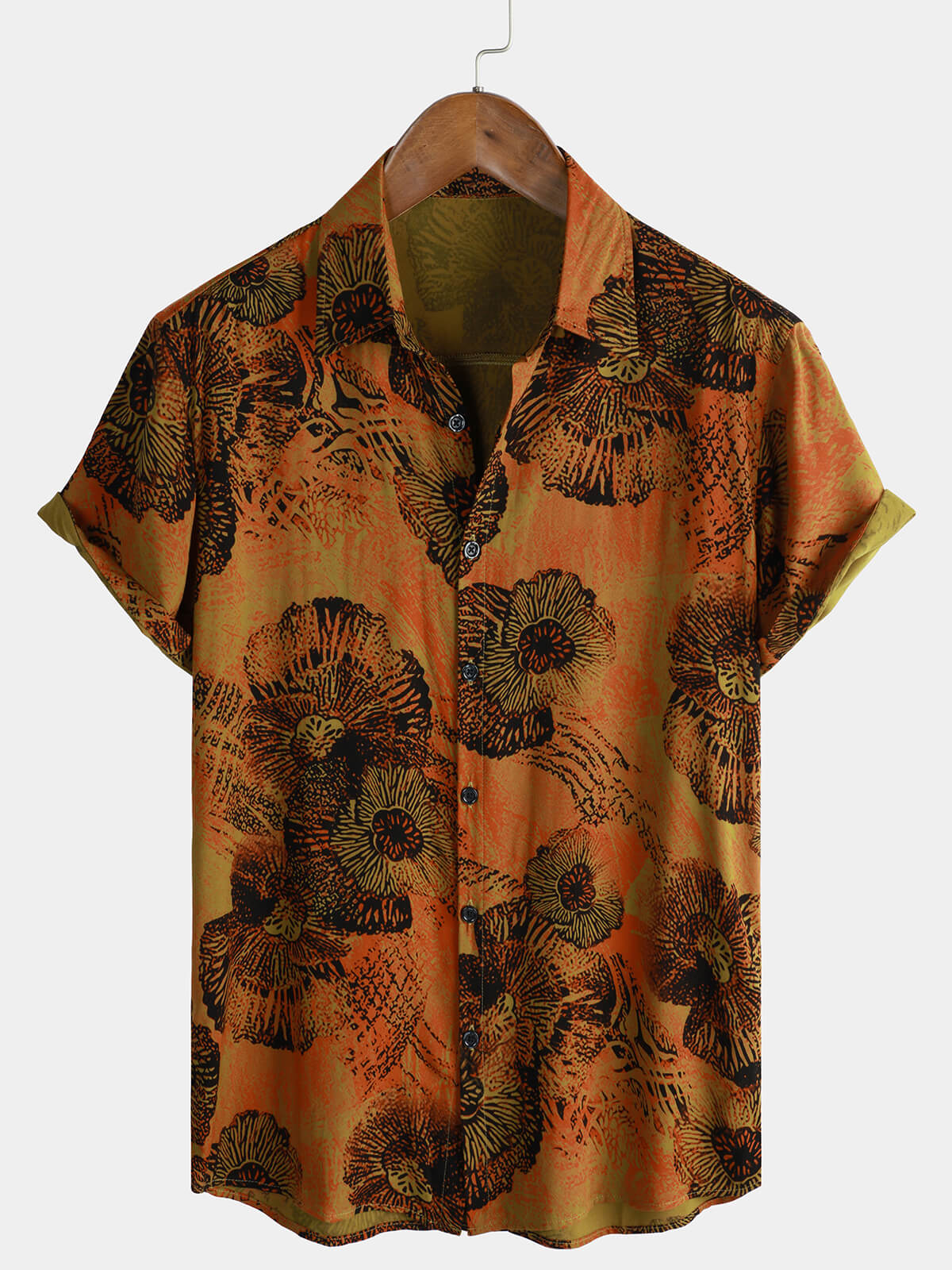 Chemise hawaïenne à manches courtes et à imprimé floral rétro pour homme
