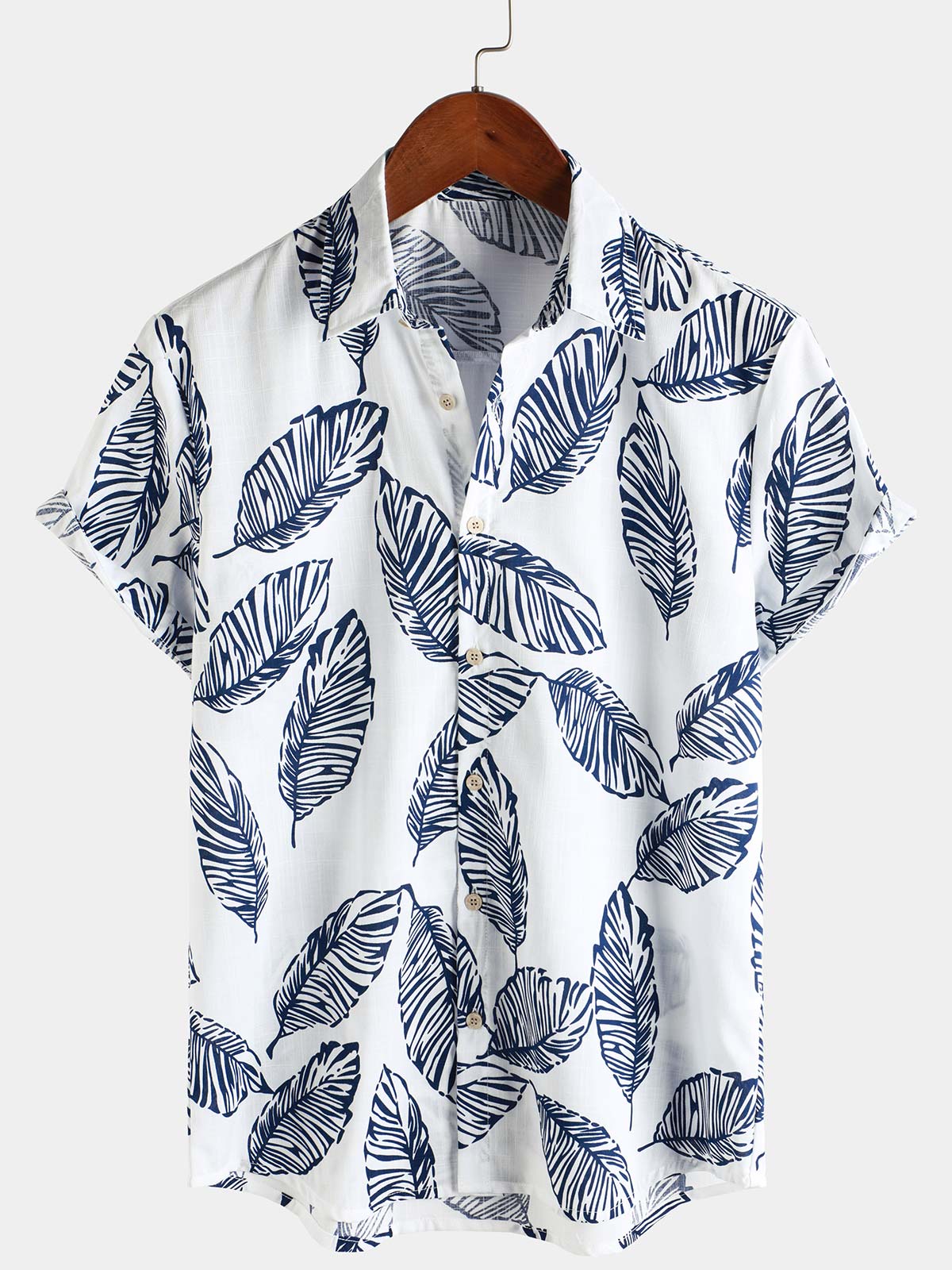 Chemise hawaïenne d'été à manches courtes pour homme, motif feuilles tropicales