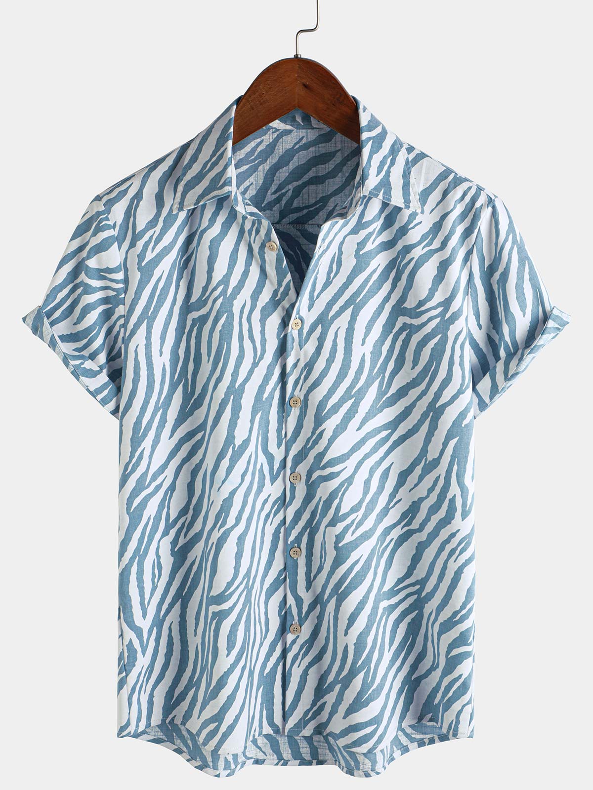 Chemise hawaïenne décontractée à manches courtes et boutons pour homme
