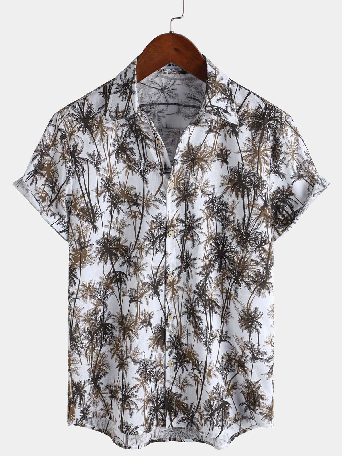 Chemise d'été boutonnée à manches courtes pour homme, motif palmier tropical