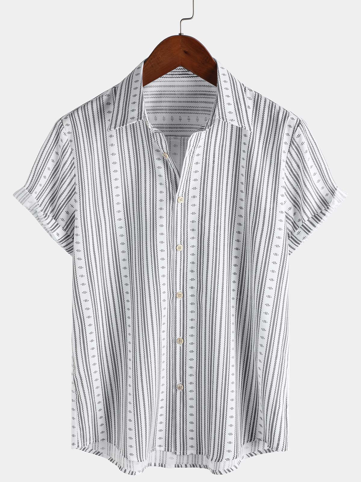 Chemise boutonnée décontractée à manches courtes et rayures pour homme