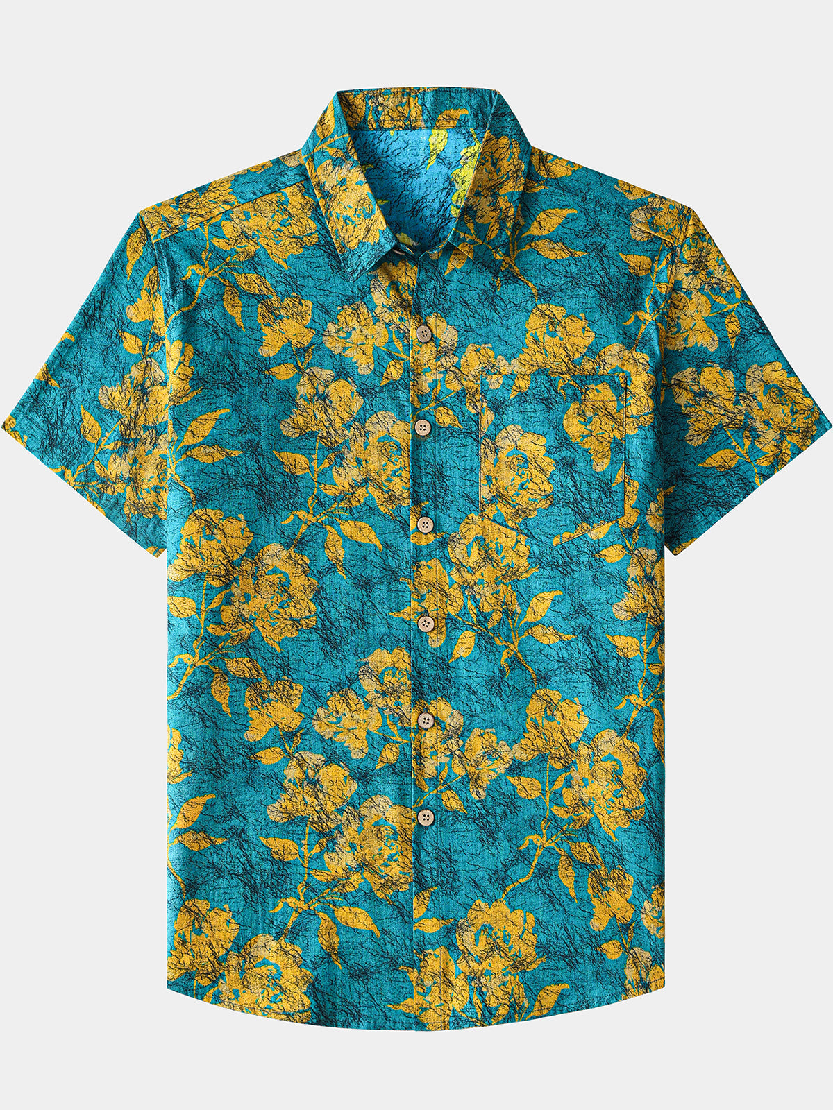Chemise Tropicale Homme Motif Botanique Coton Décontracté Croisière