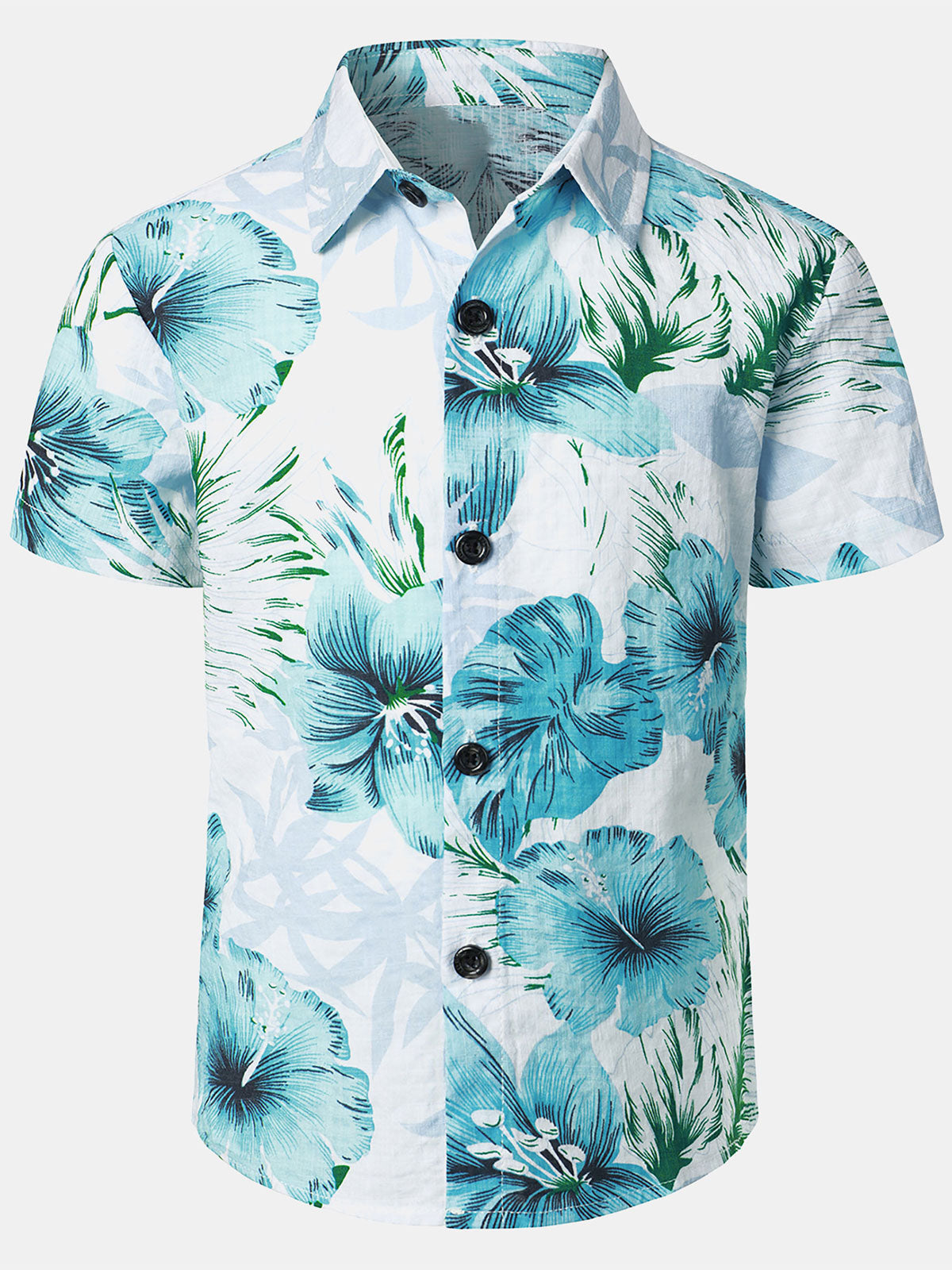 Chemise à manches courtes pour enfants, imprimé floral, tropical, Aloha, vacances, été, plage