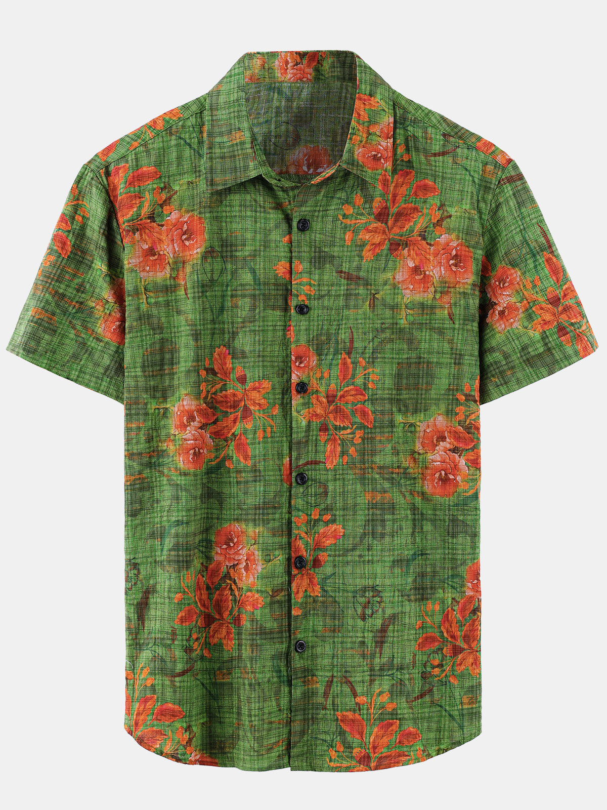 Chemise hawaïenne décontractée à manches courtes et motif floral pour homme