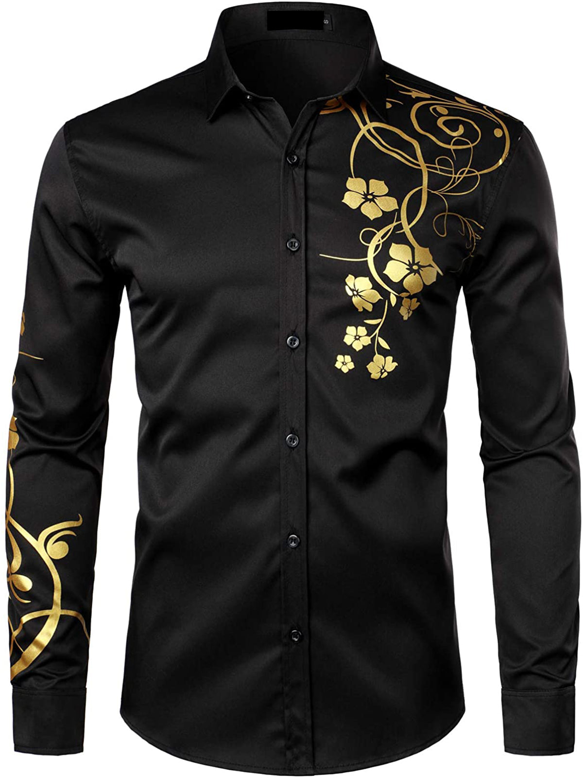 Chemise boutonnée décontractée à manches longues et à fleurs pour hommes