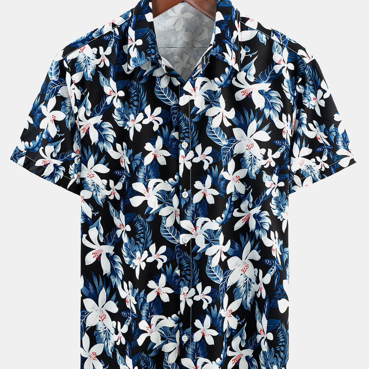 Chemise d'été à manches courtes boutonnée à fleurs pour les vacances à la plage pour hommes