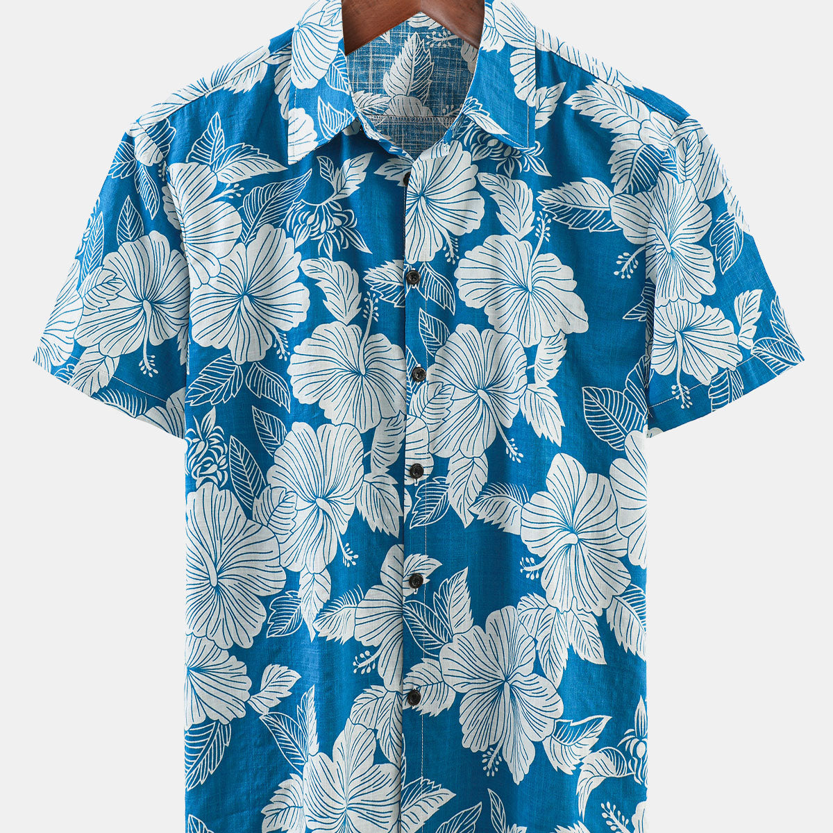Chemise boutonnée à manches courtes hawaïenne à fleurs pour hommes