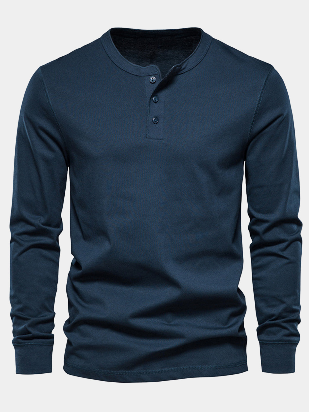 Henley Coton Manches Longues Bleu Marine Homme