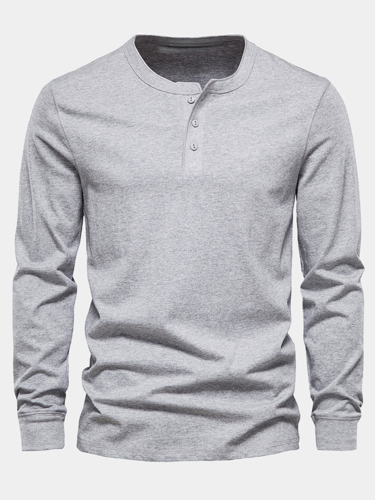 Henley Coton Manches Longues Gris Homme
