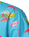Chemise hawaïenne à manches courtes en coton Flamingo Tropical Island pour hommes