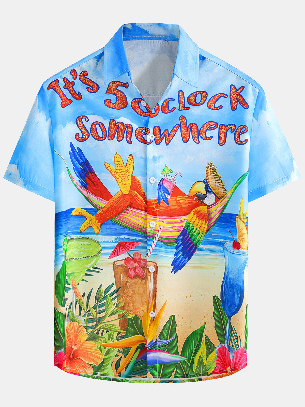 Chemise hawaïenne à manches courtes et imprimé floral tropical pour homme