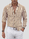 Chemise décontractée à manches longues et boutonnée à rayures pour hommes
