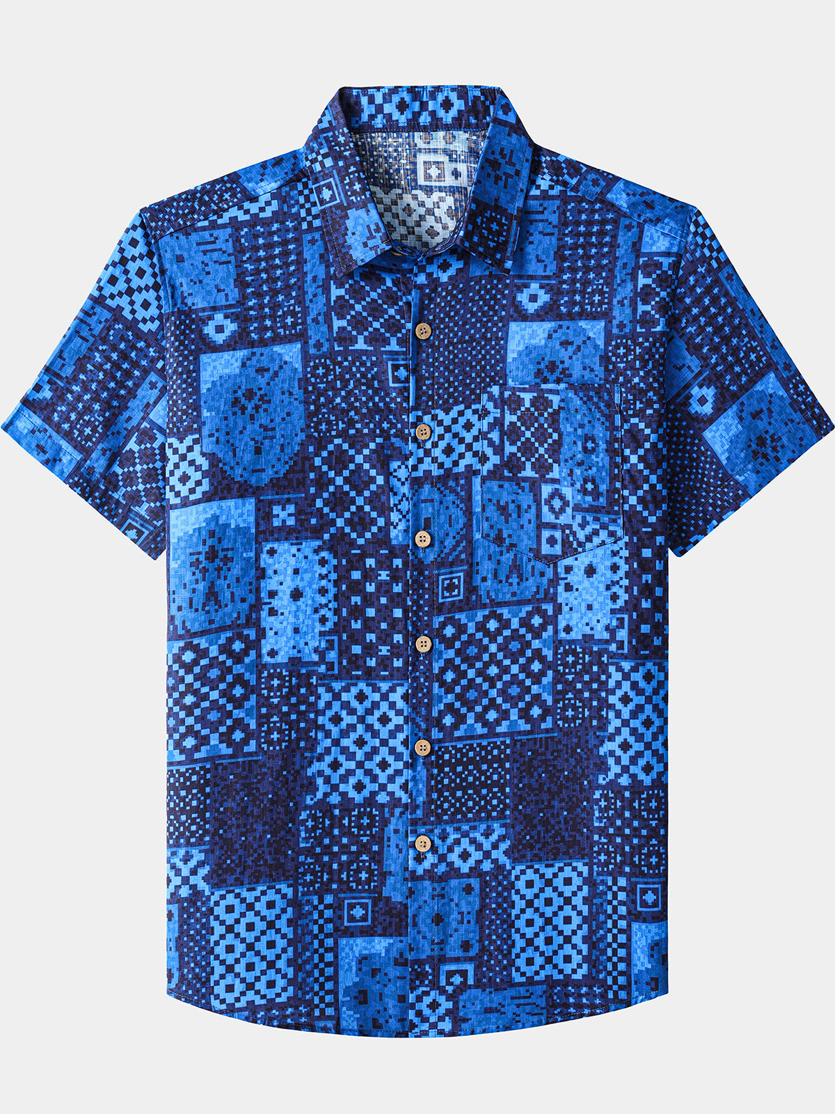 Chemise Homme Patchwork Géométrique Hawaïen