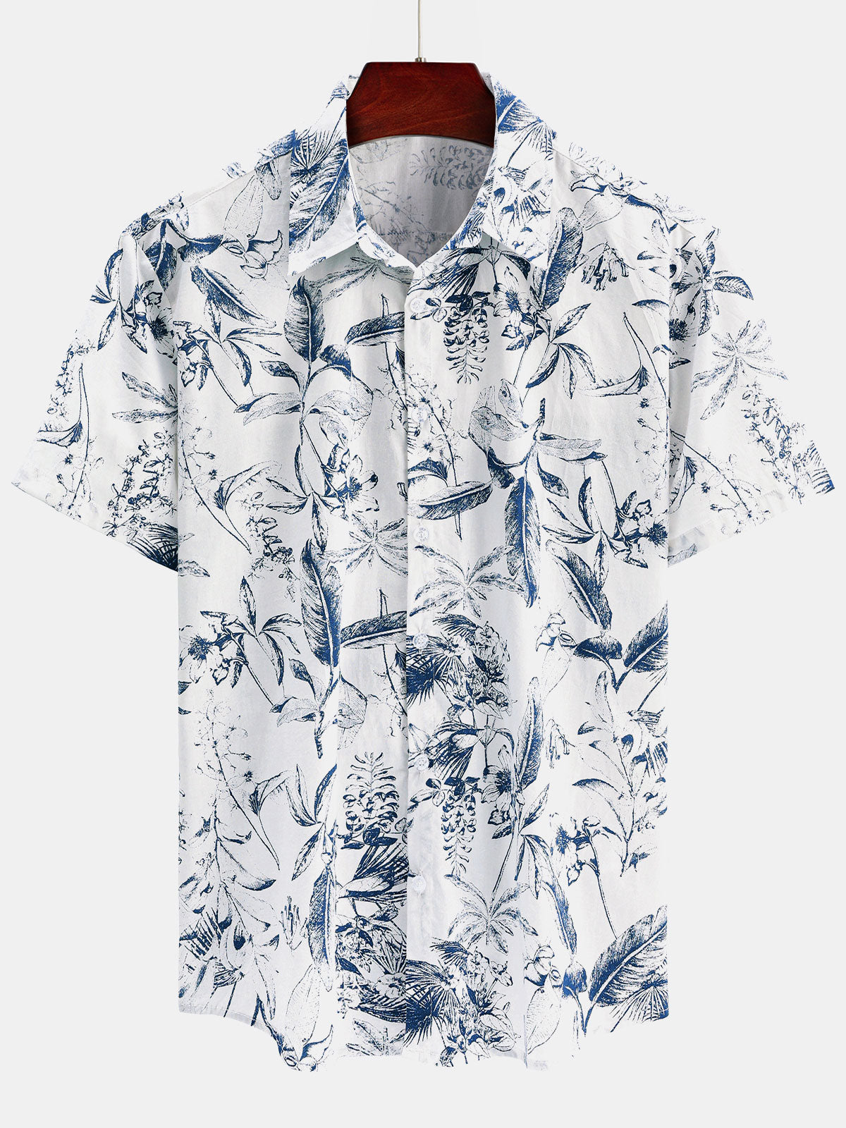 Chemise décontractée à manches courtes pour hommes, en coton floral, pour les vacances, l'été