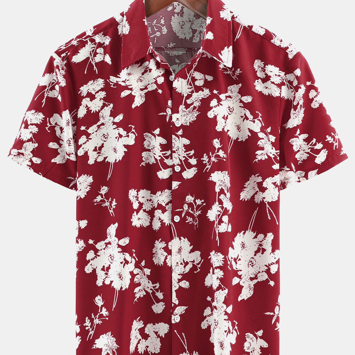 Chemise boutonnée à manches courtes pour hommes, décontractée, florale, vacances d'été
