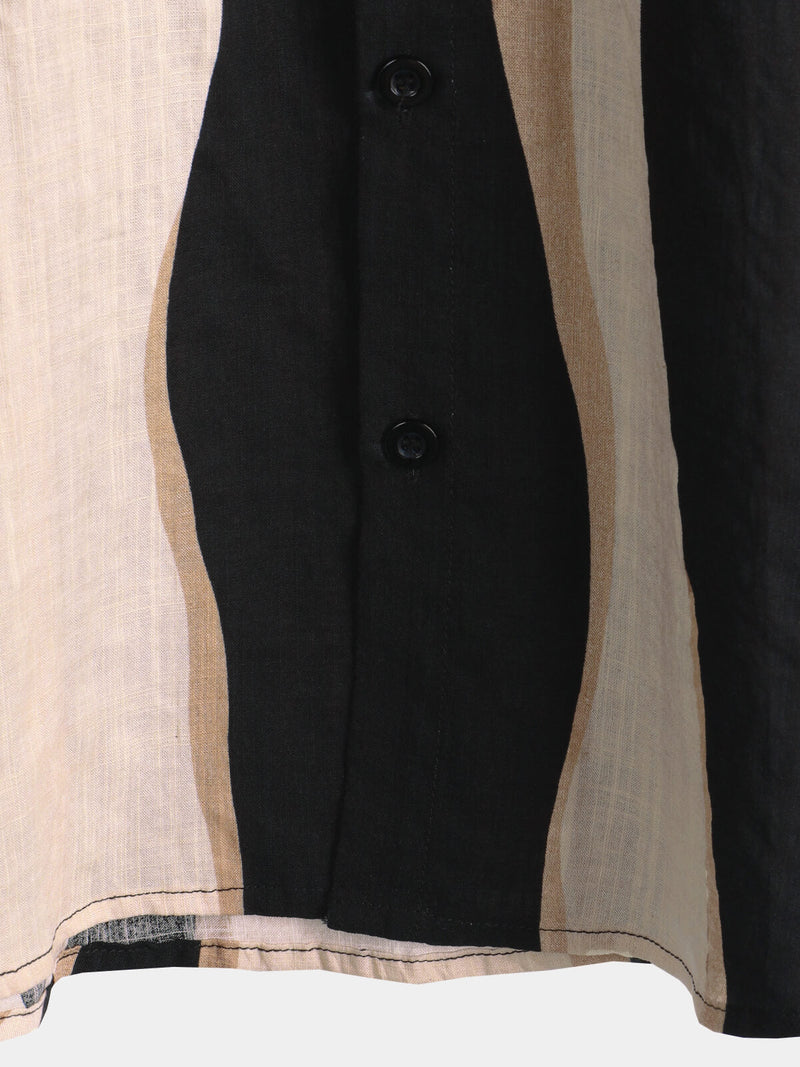 Chemise à manches courtes boutonnée noire décontractée à rayures pour hommes