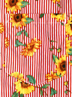 Chemise à manches courtes de vacances d'été hawaïenne à fleurs de tournesol à rayures pour hommes