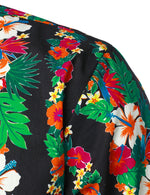 Chemise hawaïenne à manches courtes à rayures florales tropicales pour hommes