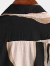 Chemise à manches courtes boutonnée noire décontractée à rayures pour hommes