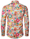 Lot de 4 |Chemise habillée à manches longues boutonnée en coton floral respirant pour hommes