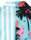 Chemise à manches courtes hawaïenne à imprimé tropical à rayures bleues et blanches pour hommes