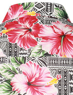 Chemise hawaïenne à manches courtes pour homme avec imprimé floral rose et hibiscus