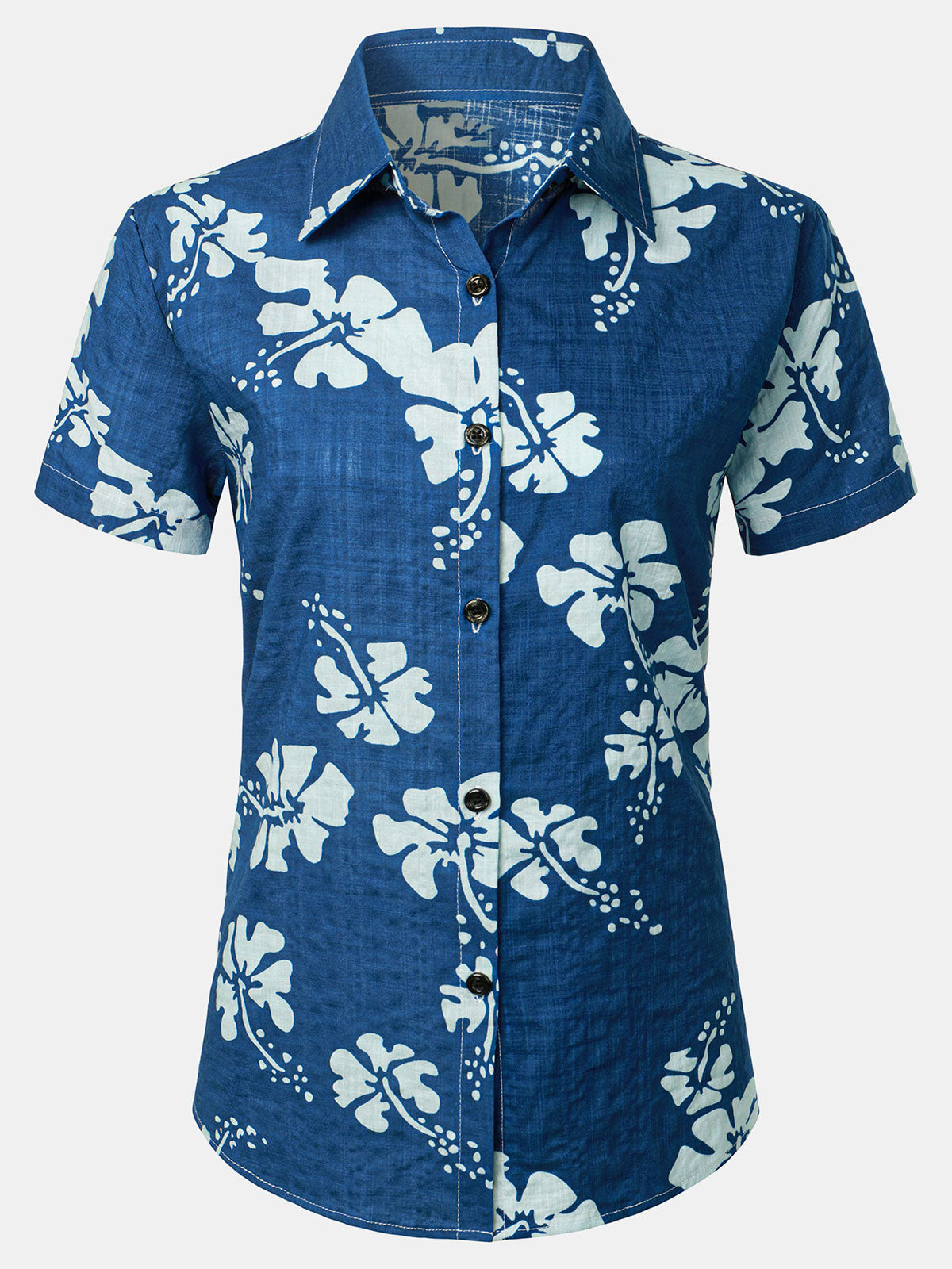 Chemisier à imprimé floral pour femme Chemise hawaïenne à manches courtes en coton pour l'été