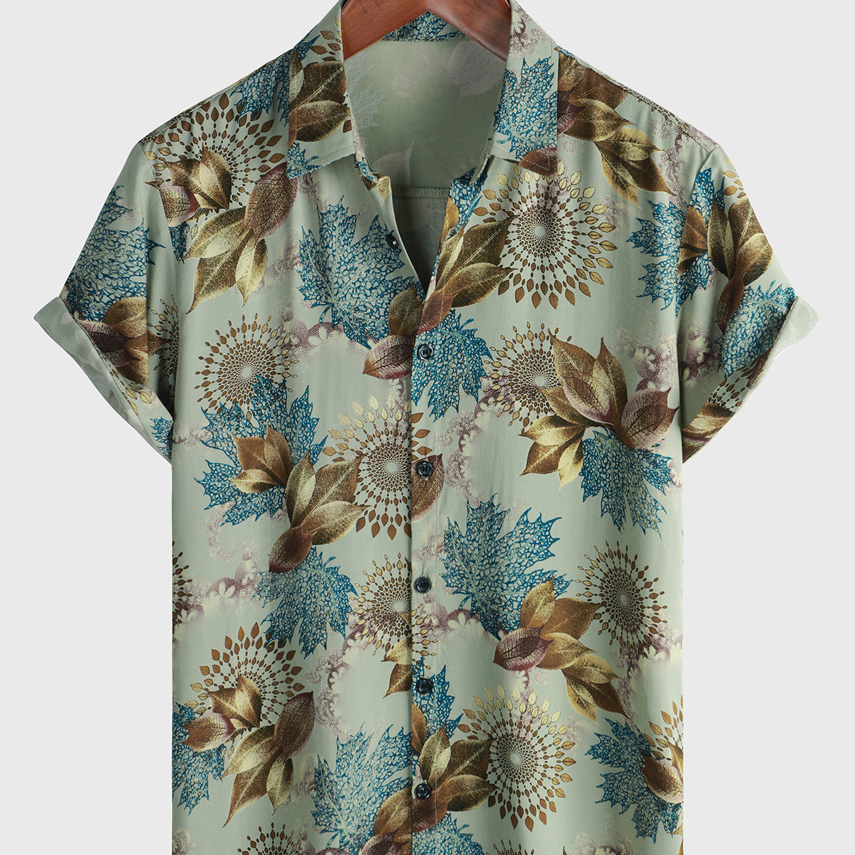 Chemise boutonnée à manches courtes pour hommes, rétro, vacances, été, respirante, décontractée