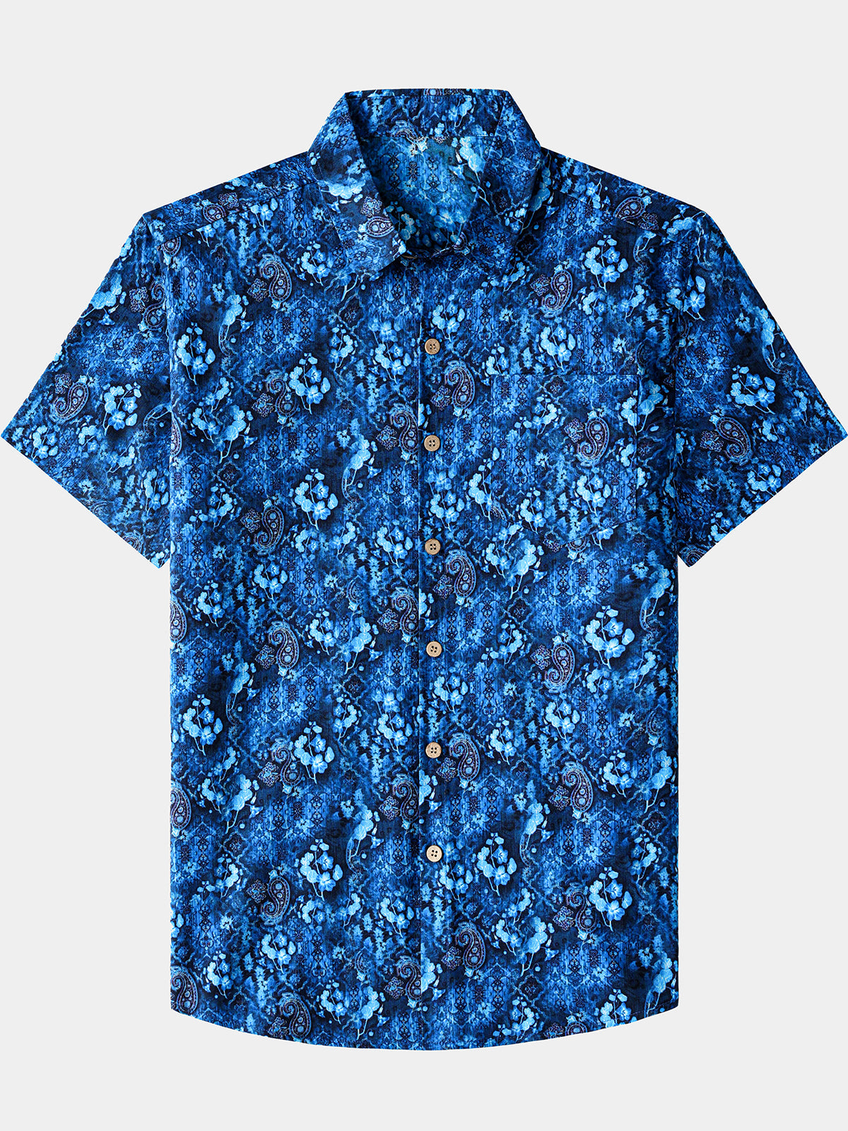 Chemise Homme Paisley Hawaïenne Rétro en Coton Manches Courtes