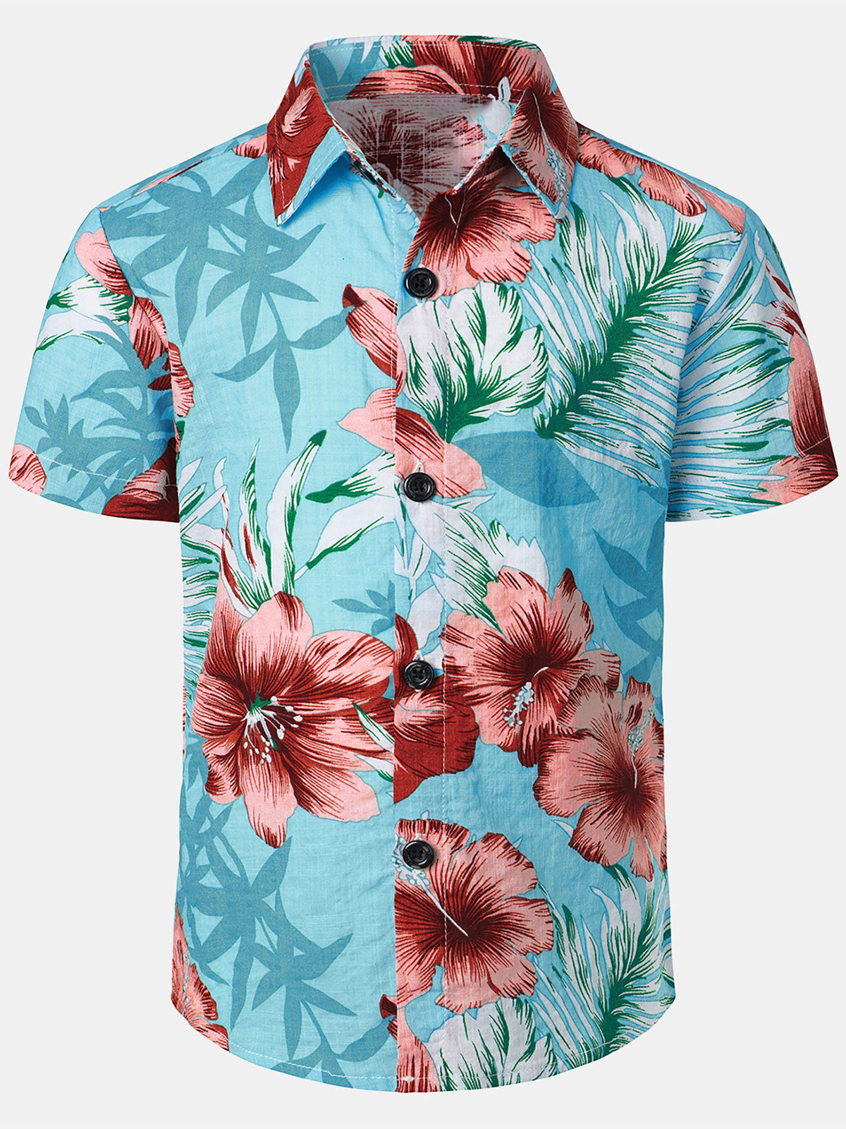 Chemise à manches courtes pour enfants, imprimé floral, tropical, Aloha, vacances, été, plage