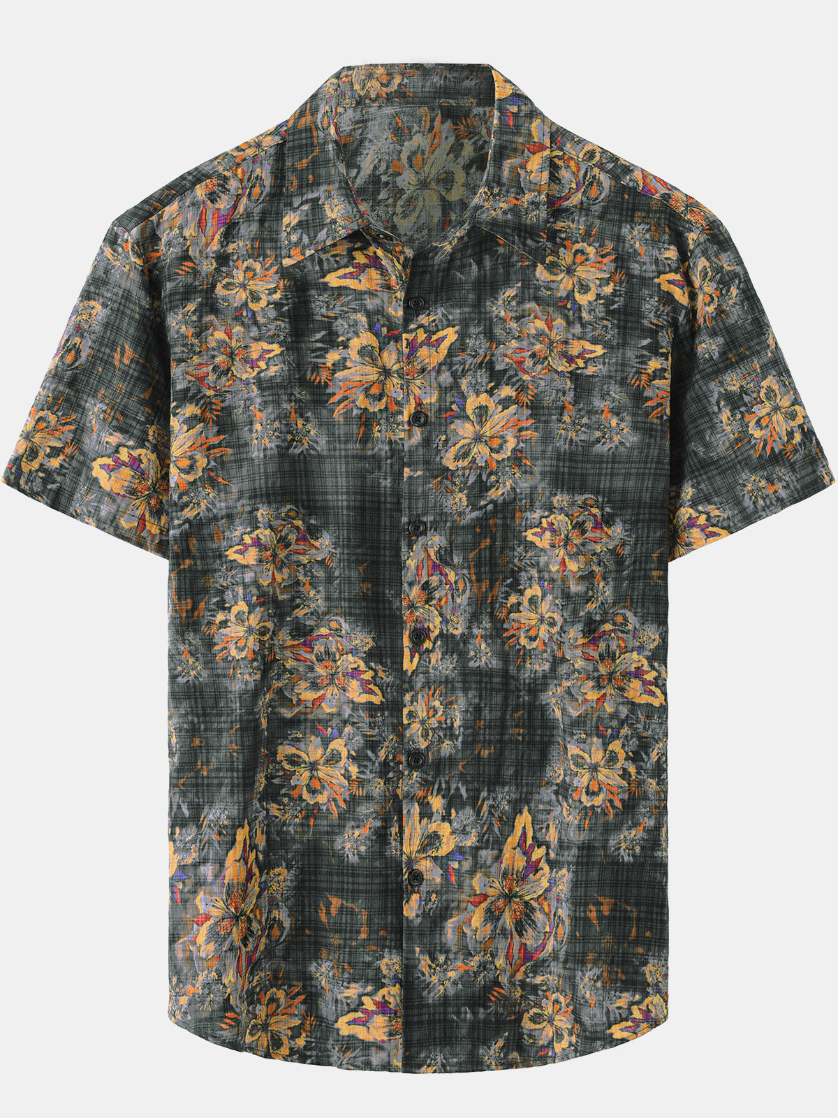 Chemise hawaïenne décontractée à manches courtes et motif floral pour homme