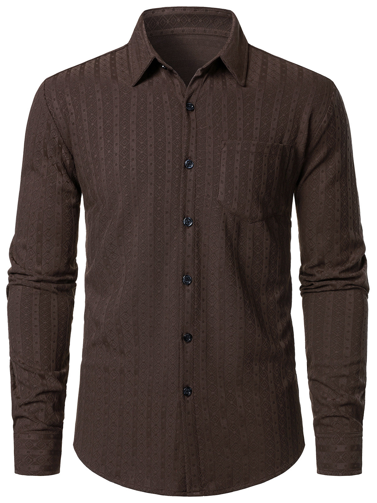 Chemise décontractée à manches longues et motif géométrique rayé pour homme